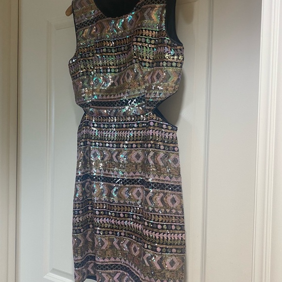 Multi-color sequin cut-out dress, sz L. - Picture 2 of 6